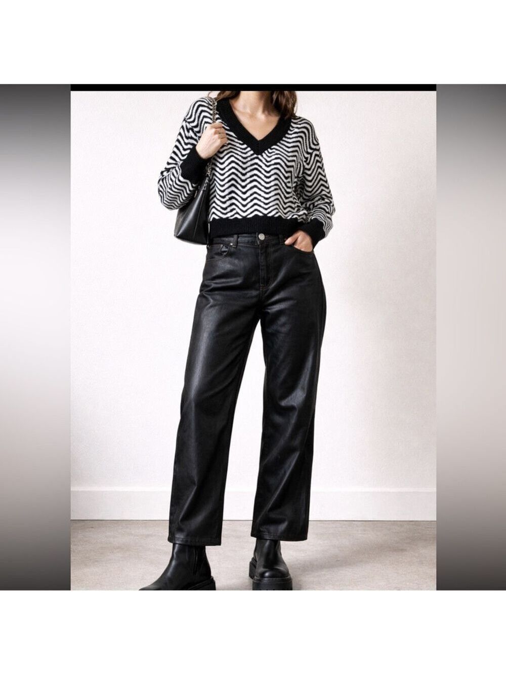 NWT $99 Everlane EVERY Coated Cotton Faux Leather Straight-Leg Pants – Varied - Picture 7 of 10